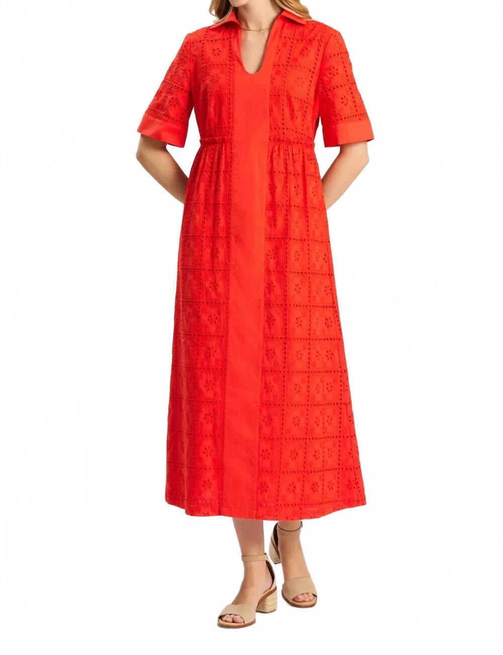 NEW TYLER BOE lane eyelet maxi dress in grenadine